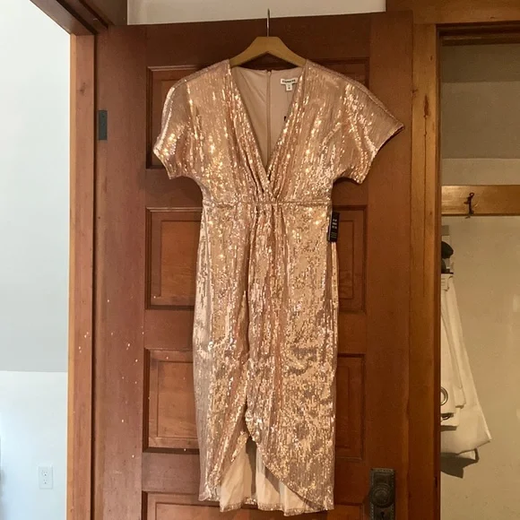 Rose gold sequin dress